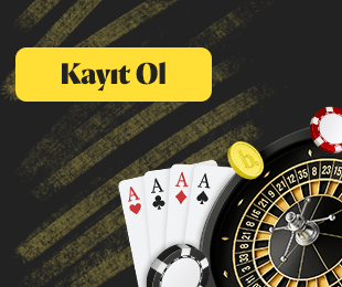 Rulet çarkı ve as kartlarıyla desteklenen casino kayıt temalı görsel